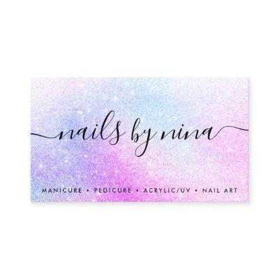 Glam script signature holographic pink glitter