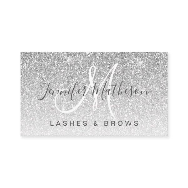 Glam Silver Glitter Lashes Brows Makeup Artist