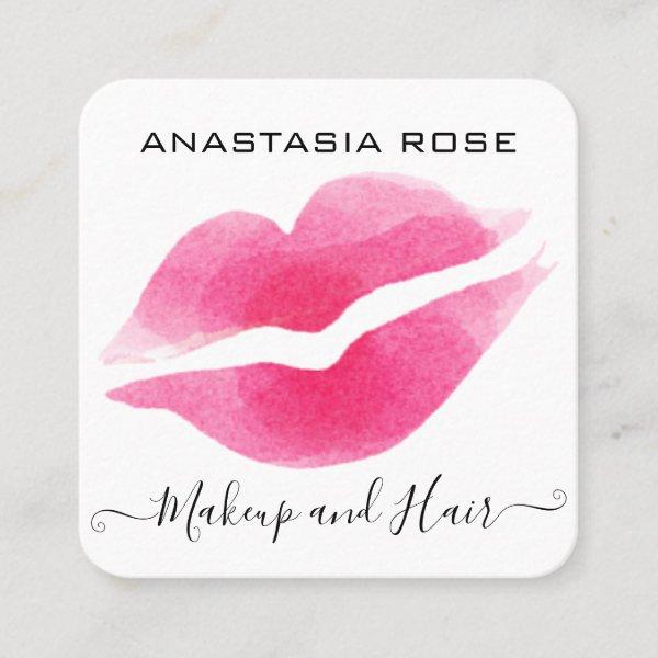 Glam White & Pink Lips Kiss Lipstick Makeup Artist Square