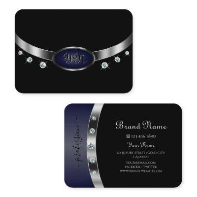 Glamorous Black and Silver with Monogram Diamonds