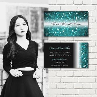 Glamorous Black and Teal Sparkling Glitter Stylish