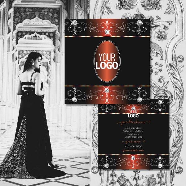 Glamorous Black Copper Ornate Ornaments with Logo Square