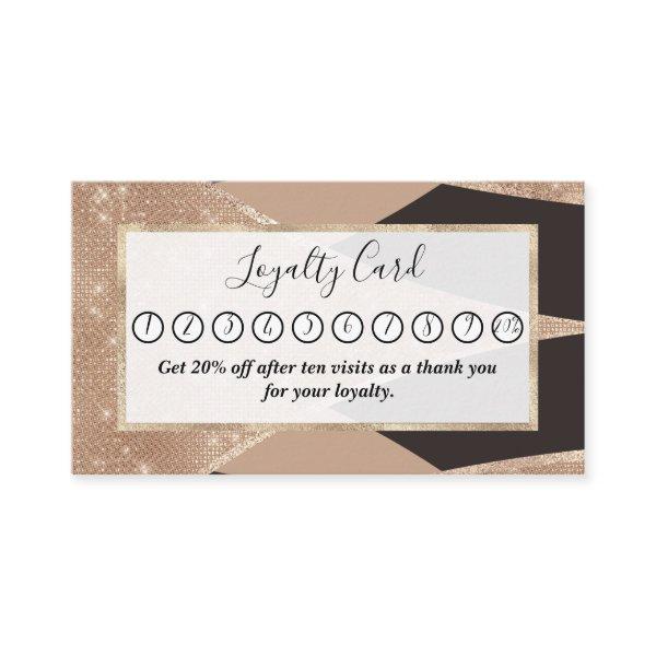 Glamorous Black Gold Glitter Curved Triangle Geo Loyalty Card