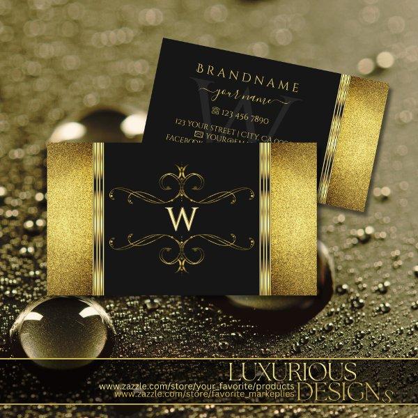 Glamorous Black Gold Glitter Decorated Monogram