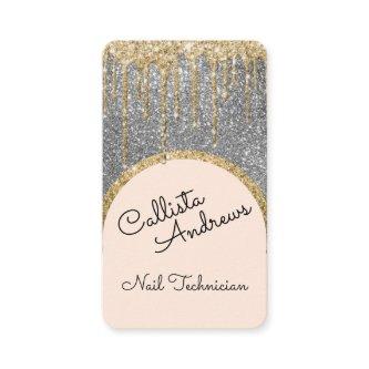 Glamorous Bling Silver Glitter Drip Nail Tech