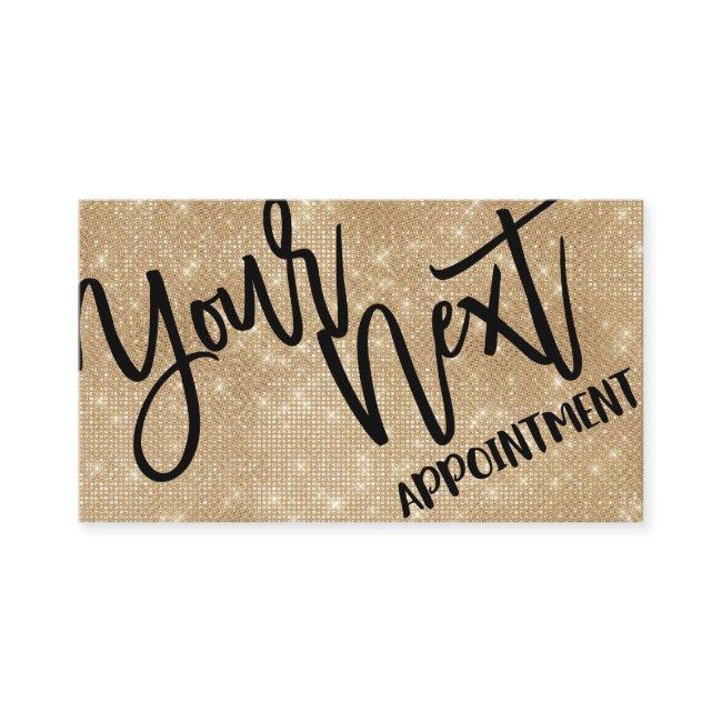 Glamorous Chic Gold Glitter Sequins Modern Appointment Card