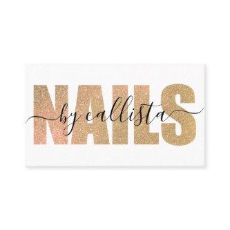 Glamorous Chic Gold Glitter Typography Nail Artist