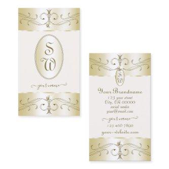 Glamorous Gold and Cream Ornate Ornaments Monogram