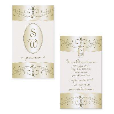 Glamorous Gold and Cream Ornate Ornaments Monogram
