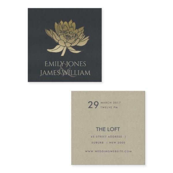 GLAMOROUS GOLD BLUE BLACK LOTUS FLORAL WEDDING SQUARE