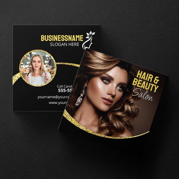 Glamorous Gold Glitter Hair Stylist Beauty Salon Square