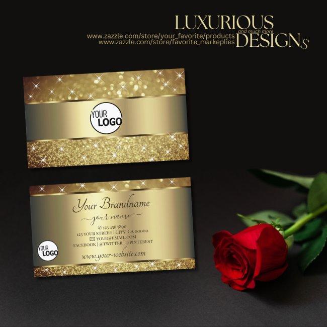 Glamorous Gold Glitter Luminous Stars add Logo