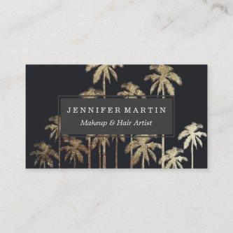 Glamorous Gold Tropical Palm Trees on Black