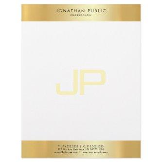 Glamorous Gold White Elegant Monogram Template Letterhead
