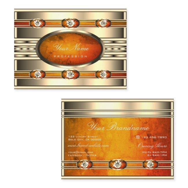 Glamorous Gold with Orange Marble Pattern Diamonds