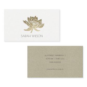 GLAMOROUS PALE GOLD WHITE LOTUS FLORAL  ADDRESS