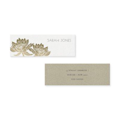 GLAMOROUS PALE GOLD WHITE LOTUS FLORAL  ADDRESS MINI