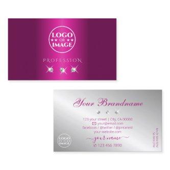 Glamorous Pink Silver Sparkling Diamonds with Logo