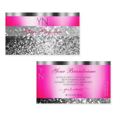 Glamorous Pink Silver Sparkling Glitter Monogram