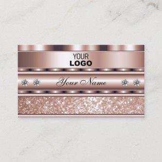 Glamorous Rose Gold Sparkle Glitter Stars Add Logo