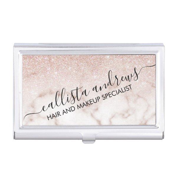 Glamorous Rose Gold White Glitter Marble Gradient  Case