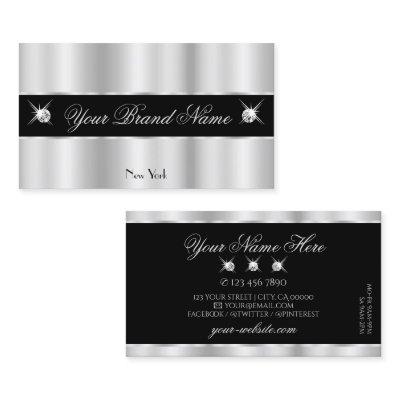 Glamorous Silver Black Sparkling Diamonds Elegant