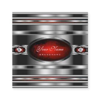 Glamorous Silver Effect Red Marble with Diamonds  Square