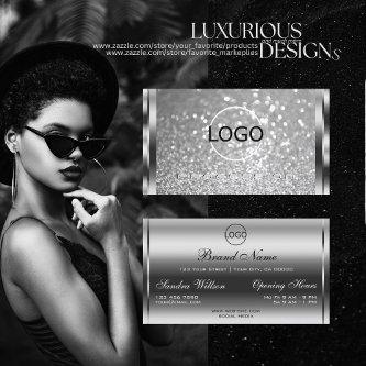 Glamorous Silver Glitter Luminous Sparkle and Logo