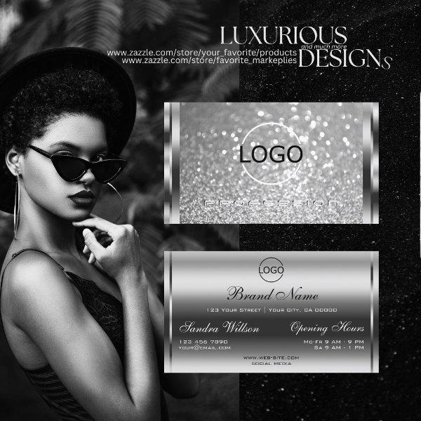 Glamorous Silver Glitter Luminous Sparkle and Logo