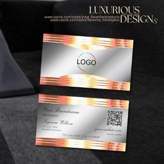 Glamorous Silver Shimmery Rose Gold Logo QR Code