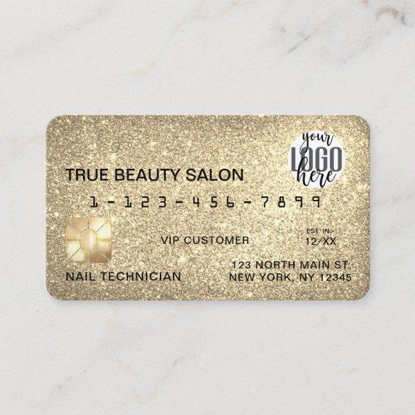 Glamorous Sparkly Gold Glitter Credit Card Logo