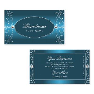 Glamorous Teal Blue Ornate Sparkle Jewels Stylish