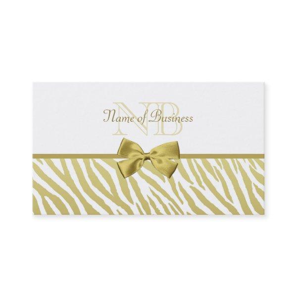 Glamorous White and Gold Zebra Print With Monogram