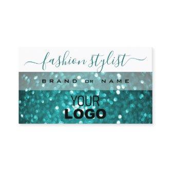 Glamorous White and Teal Sparkle Glitter with Logo
