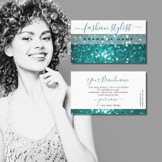 Glamorous White Teal Sparkle Glitter Professional