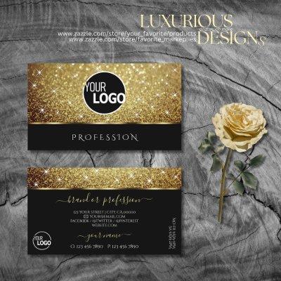 Glamour Gold Glitter Sparkle Stars and Logo Black