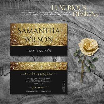 Glamour Gold Glitter Sparkle Stars on Black Modern