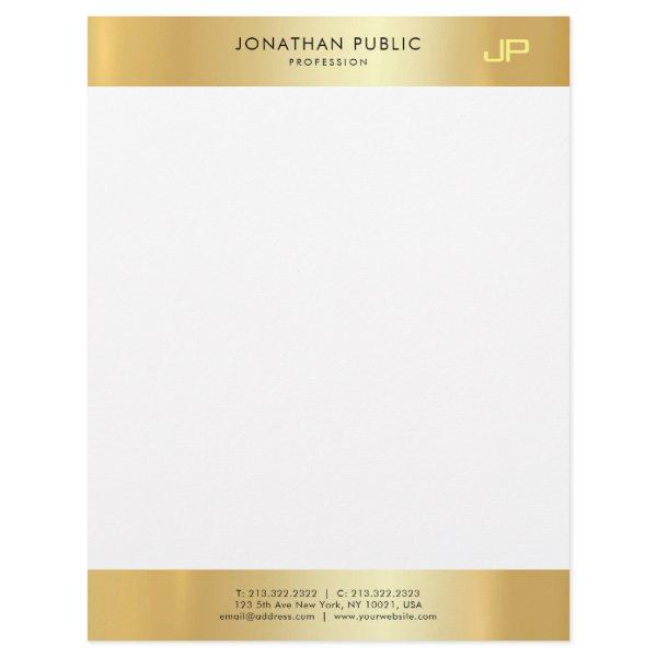 Glamour Gold White Elegant Monogram Clean Template Letterhead