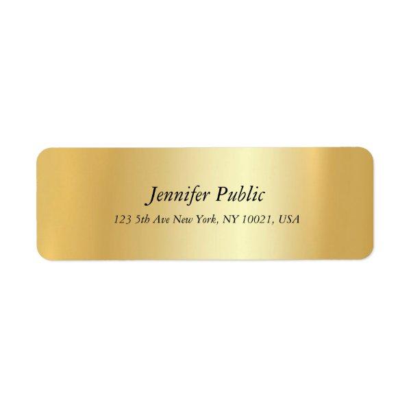 Glamour Modern Elegant Gold Cursive Text Simple Label