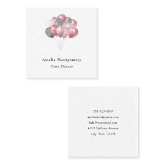 Glitter Balloon Bunch Pink and Silver Square