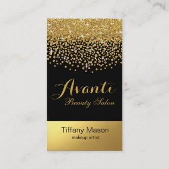 Glitter Confetti Beauty Salon | black gold foil