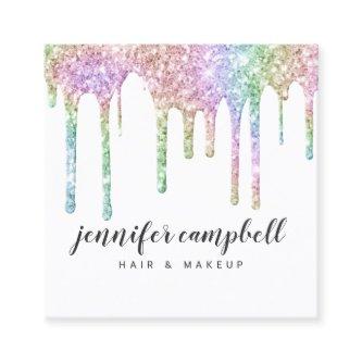 Glitter drips chic hair makeup holographic unicorn square