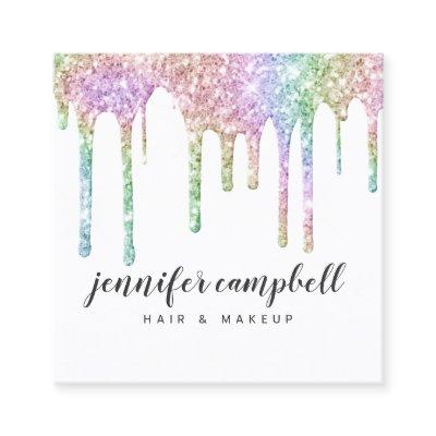 Glitter drips chic hair makeup holographic unicorn square