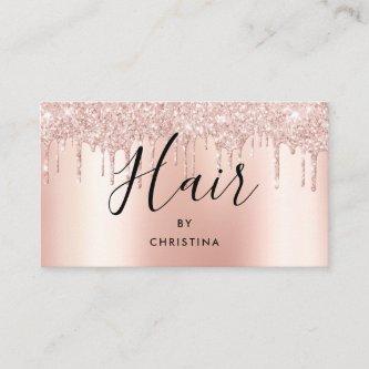 Glitter drips rose gold metallic hair stylist