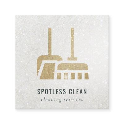 Glitter Gold Ochre Yellow Broom Cleaning Service  Square