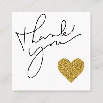 Glitter Heart Calligraphy Discount Thank You Square