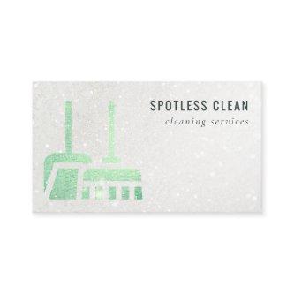 Glitter Neon Green Shiny Broom Cleaning Service