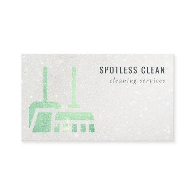 Glitter Neon Green Shiny Broom Cleaning Service