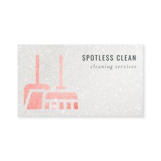 Glitter Neon Orange Shiny Broom Cleaning Service