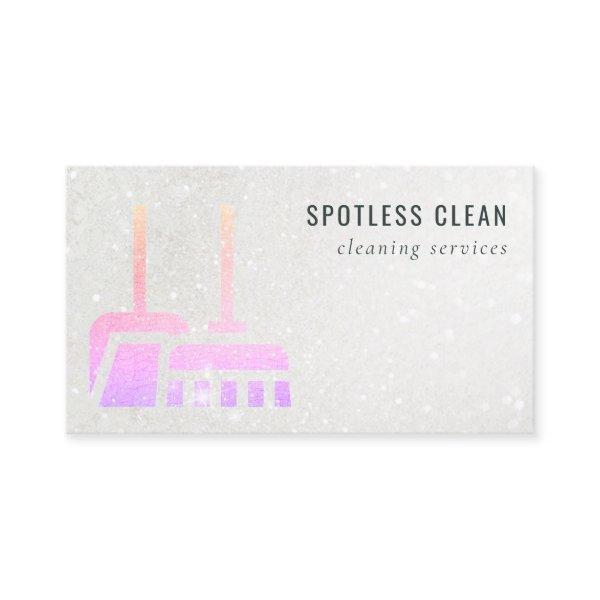 Glitter Neon Pink Orange Broom Cleaning Service